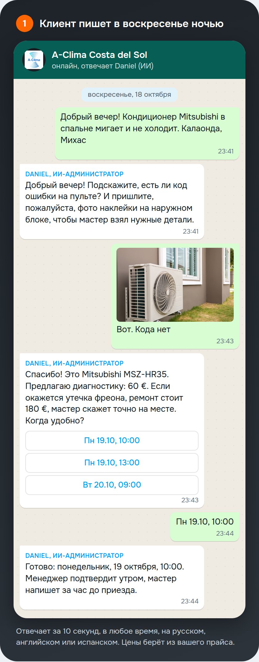 Ночная заявка в WhatsApp